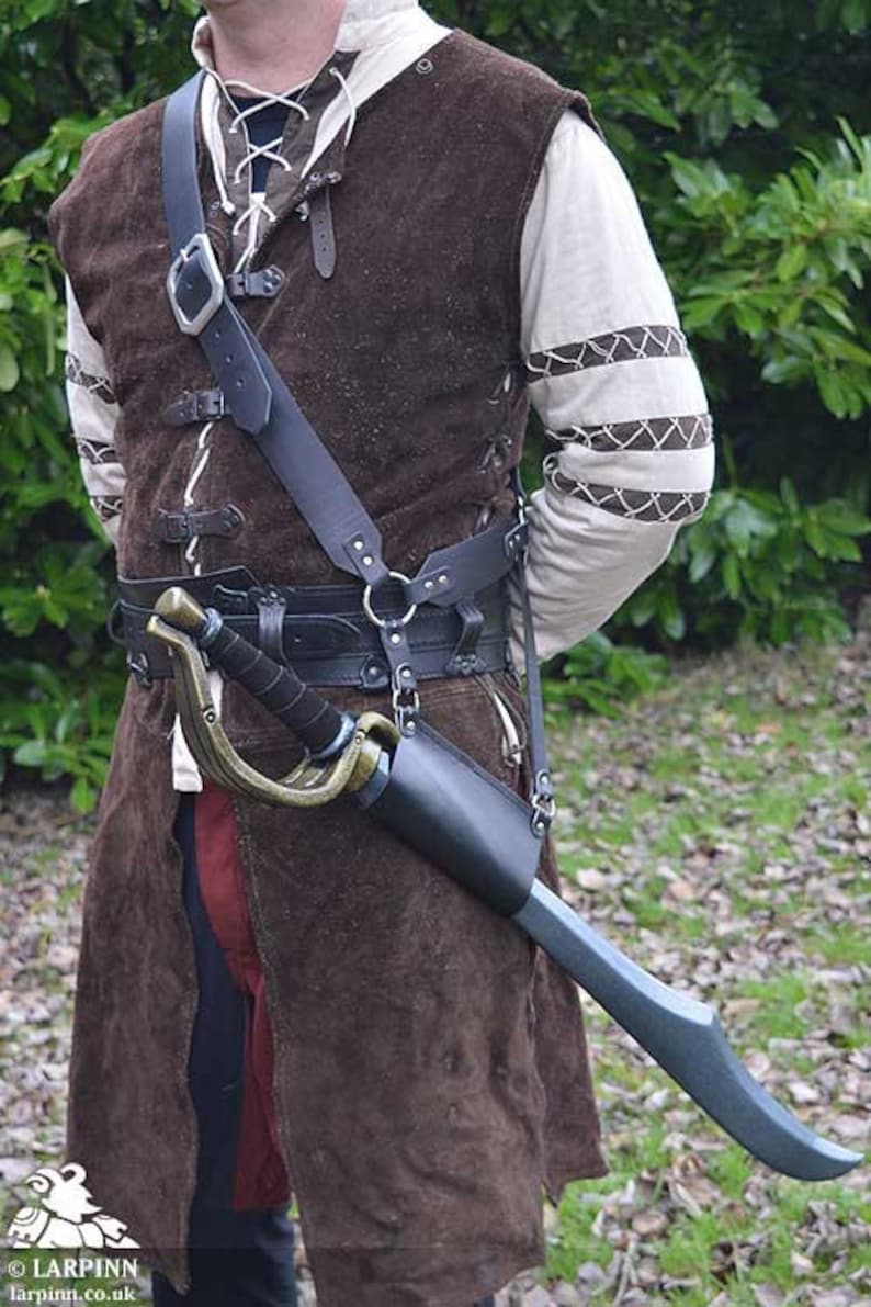 Alexios Baldric Leather Sword Scabbard Larp, Cosplay, Costume image 1