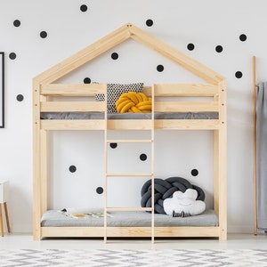 Bunk wooden bed for children -  TALO D5 - Natural or painted