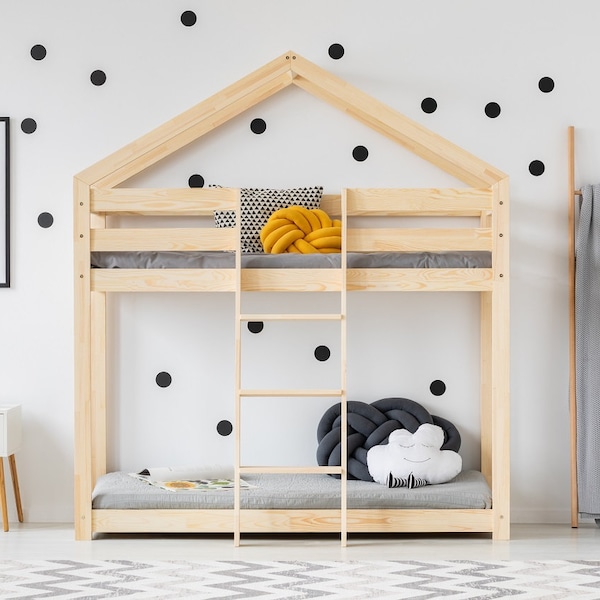 Lit superposé en bois pour enfants - TALO D5 - Naturel ou peint