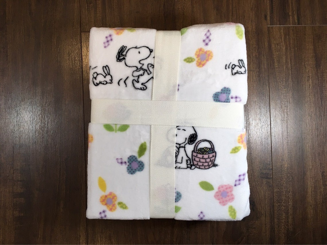 Snoopy Easter Bunny Throw Blanket Etsy
