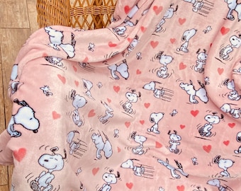 Peanuts SNOOPY &quot;Love is Here&quot; Pink Heart All-Over Throw Blanket Collection- Valentine Edition