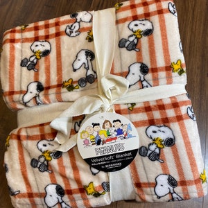 Peanuts Snoopy and Woodstock Plaid Blanket - Full-Queen-King