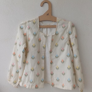 Hand-Embroidered Cotton Boho Jacket | Lightweight Floral Women&#39;s Outerwear | Artisan Crafted Bohemian Cardigan