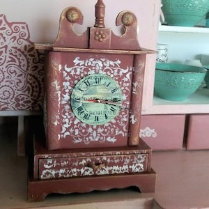 Vintage clock, drawer clock, pink clock, rustic clock, vintage home decor, rustic home decor, pink home decor, boho clock, boho home decor