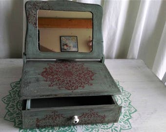 vintage мakeup box ,Keepsake box,Trinket box,Jewellery box ,Jewelry storage ,Ring box,Makeup organizer,Trinket box,dressing mirror