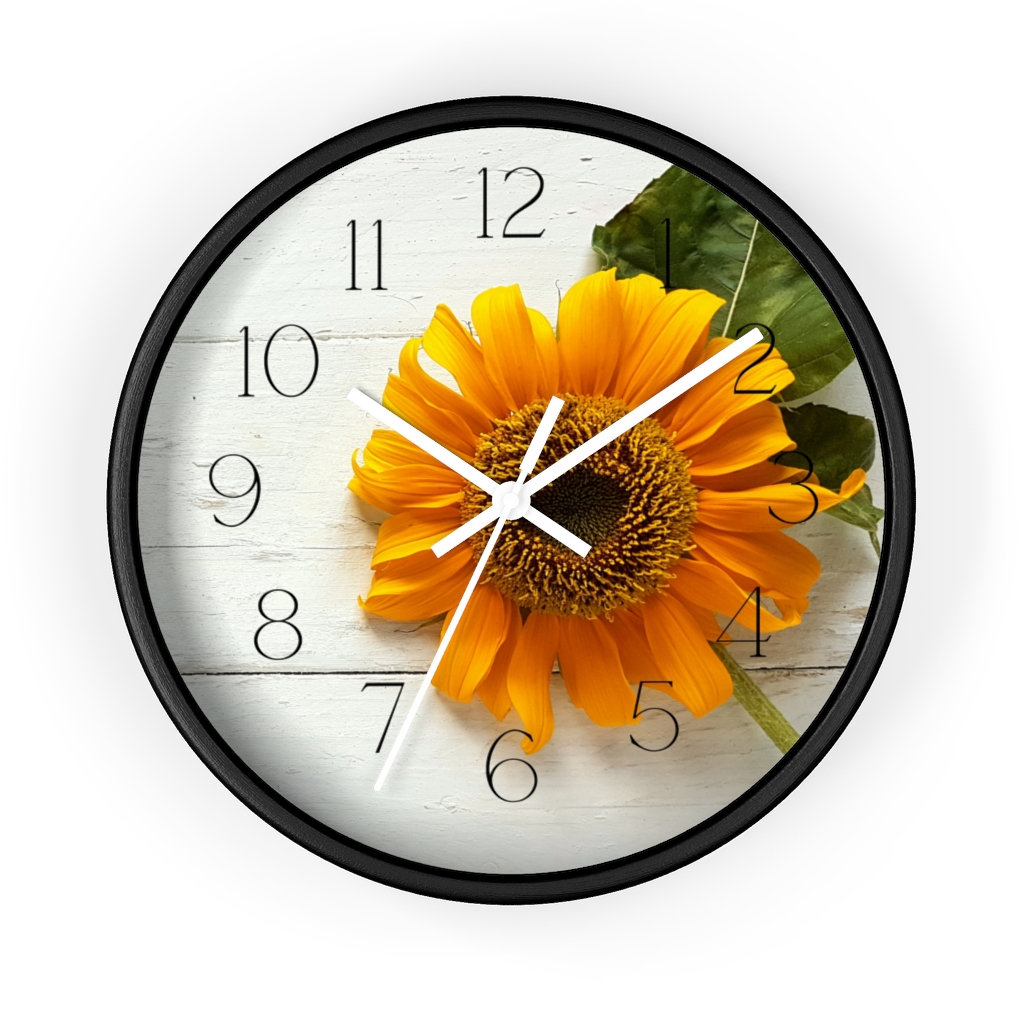 Sunflower on Beadboard Nature Inspired Wall Clock Etsy