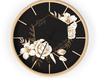 VINTAGE FLOWER CLOCK - Valentines Day Wall Clock, Romantic Clock, Valentines Gift For Her, For Him