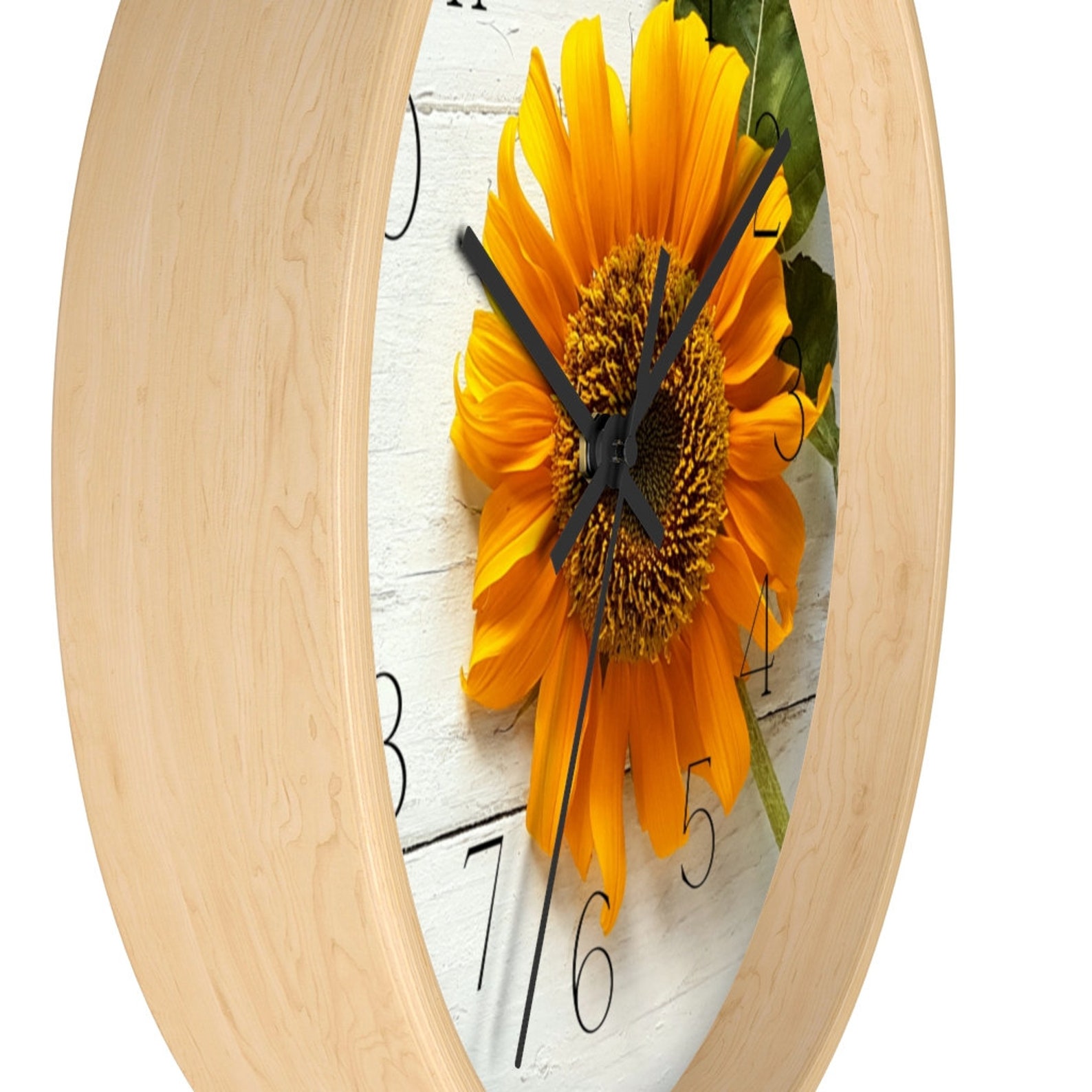 Sunflower on Beadboard Nature Inspired Wall Clock Etsy