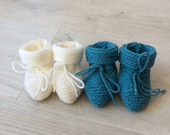 Baby booties, pure wool booties (100% Merino), hand-knitted, wool booties