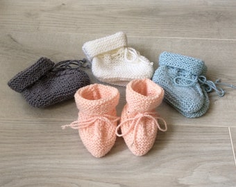 Baby booties, pure wool booties (100% Merino), hand-knitted, wool booties
