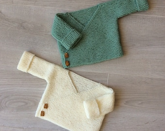 Baby birth bra, pure 100% merino wool wrap, wool crossover bra, layette, baby vest, hand knitted
