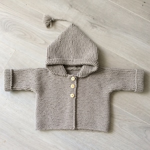 Kapuzenjacke, Babymantel, Babyjacke, reine Wolle, 100 % Merino, Babyweste, Kapuzenmantel, handgestrickt, handgemachter Burnous