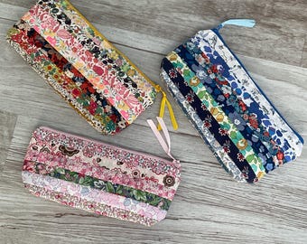 Liberty print pencil case, school pencil case, pencil case, school pencil case, patchwork pencil case, bag pouch, makeup bag, ready to ship