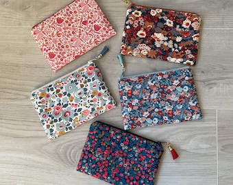 Liberty pouch, flat pencil case, fleece pencil case, small Liberty pouch, makeup bag, bag kit