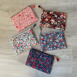 Liberty pouch, flat pencil case, fleece pencil case, small Liberty pouch, makeup bag, bag kit