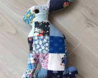 Coussin, lapin, coussin patchwork, coussin lapin, petit lapin