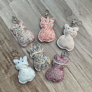 Fabric cat keychain, bag charm, fabric keychain, pad