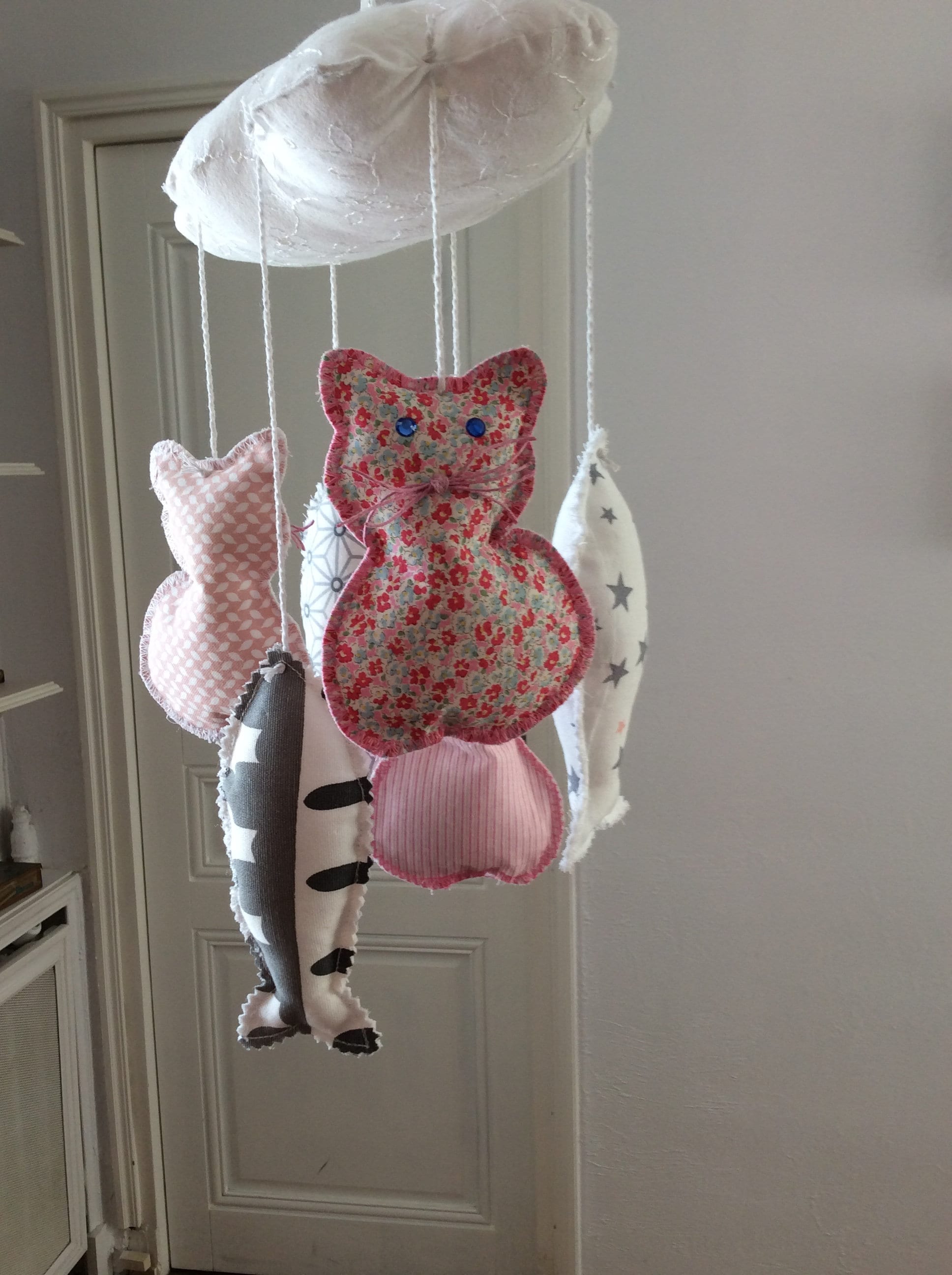 Mobile Bébé, Mobile à Suspendre, Chats, Fait Main, Chambre Décoratif