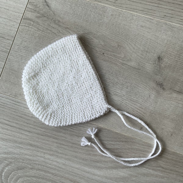 Bonnet bébé naissance, béguin bébé, en pure laine (100% Mérinos), tricoté à la main