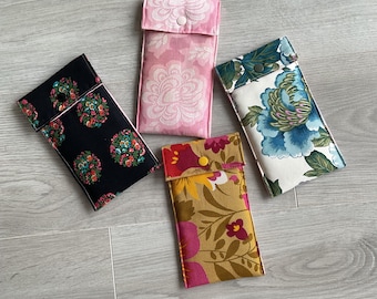 Printed fabric glasses case, fabric case, glasses pouch, phone case, ready to ship