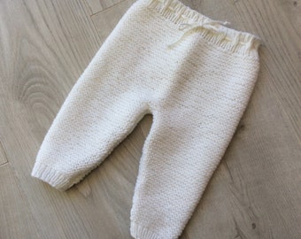 Pantalon bébé, legging laine, layette, pure laine (100% Mérinos), tricoté à la main