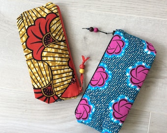 Estuche para lápices, estuche escolar, estuche para lápices, estuche escolar, tela estampada en cera, bolsa, neceser, bolsa