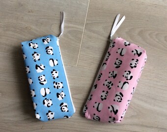 Pencil case, school pencil case, pencil case, school pencil case, bag pouch, makeup bag, Japanese panda fabric, ready to ship