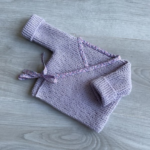 Cárdigan para bebé, cárdigan cruzado de lana, chaleco de lana, canastilla, chaleco para bebé, pura lana (100 % merino), tejido a mano, Liberty