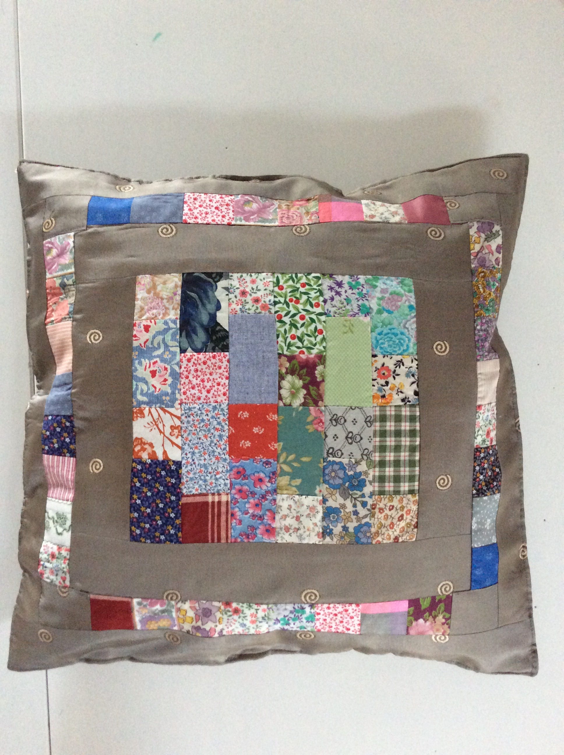 Coussin, Housse de Coussin, Patchwork, Soie, Coussin en Patchwork et Soie