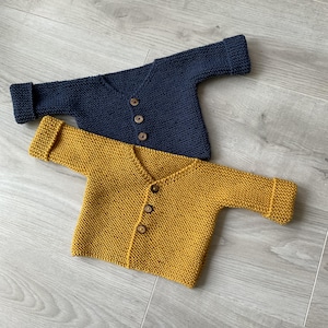 Baby cardigan in pure wool (100% merino), baby vest, baby wool cardigan, hand knitted, cardigan 3 months or 6 months