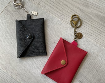 Leather pouch key ring, leather key holder