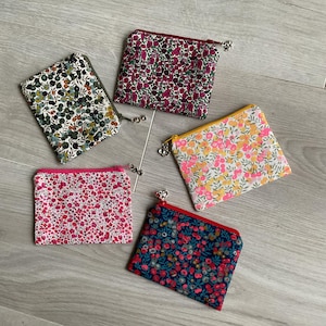 Mini-Liberty-Tasche, Damengeldbörse, Kartenhalter, Liberty-Stoff, flaches Federmäppchen, Beutel, Stoff