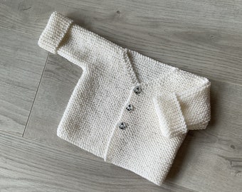 Gilet bébé en pure laine (100% merinos), brassière bébé, cardigan bébé laine, tricoté à la main