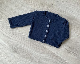 Gilet bébé, cardigan bébé 100% coton, tricoté à la main, cardigan fait main, gilet style marin