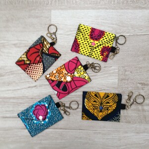 Porte-clés pochette en Wax, porte-cartes, porte-clés, pochette en tissu