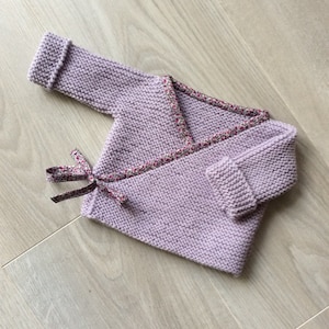 Baby vest, wool wrap top, wool vest, layette, baby cardigan, pure wool (100% Merino), hand knitted, Liberty