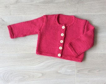 Gilet bébé, cardigan bébé fille, 100% coton, tricoté à la main, cardigan fait main