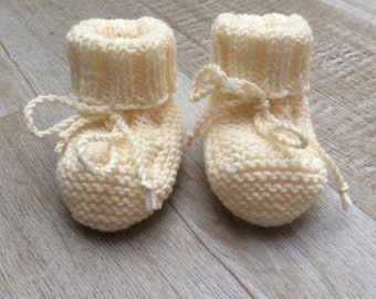 Baby booties, pure wool booties (100% Merino), hand-knitted, wool booties