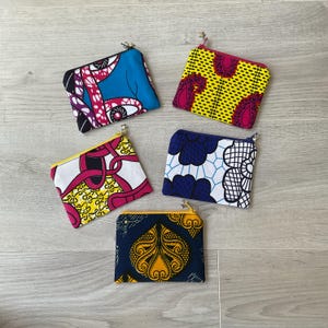 Mini pochette in cera, borsa da donna, porta carte, tessuto africano in cera, astuccio piatto, pochette, tessuto