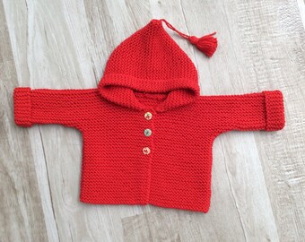 Hooded jacket, baby jacket, 100% cotton, baby vest, hoodie, hand knitted, handmade burnous