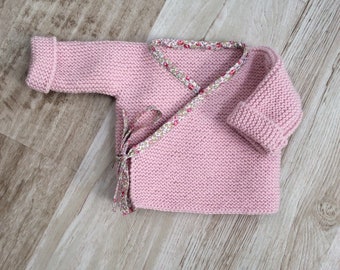 Baby bra, heart cover, wool bra, baby cardigan in pure wool (100% Merino), hand knitted