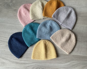 Cappello da bambino, cappello in pura lana, Merino (100%), cappello a punto legaccio, lavorato a mano, cappello fatto a mano, cappello di lana