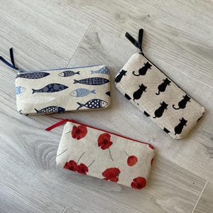 Trousse, trousse scolaire, trousse à crayons, trousse écolier, aspect lin, trousse de sac, trousse à maquillage, pochette