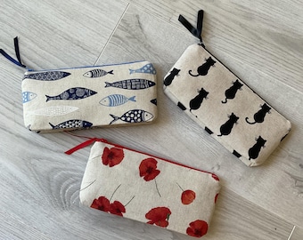 Estuche para lápices, estuche escolar, estuche para lápices, estuche escolar, aspecto lino, bolso, neceser, bolsa