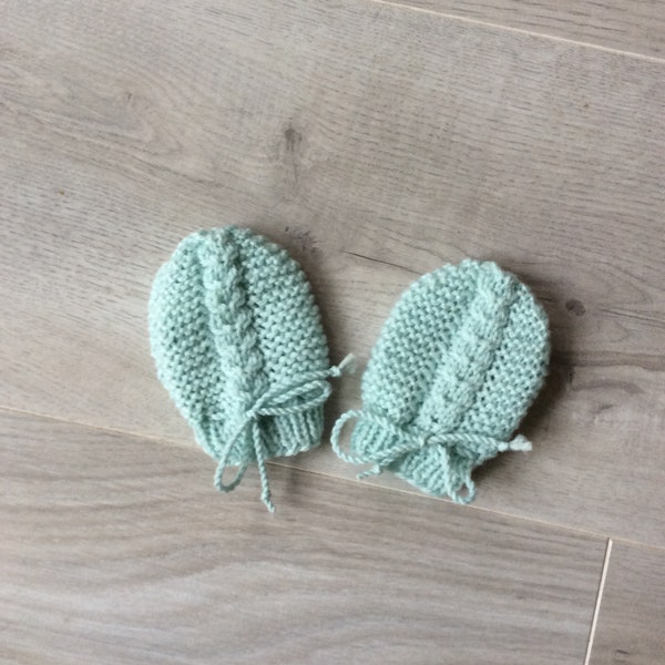 moufles bébé, pure laine (100% Mérinos), tricotées à la main, moufles naissance, mitaines, gants