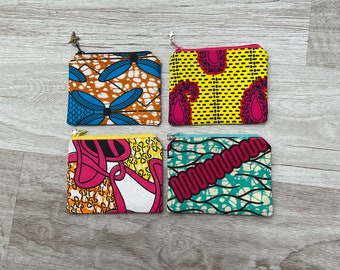 Mini Wax pouch, women's coin purse, card holder, African Wax fabric, flat kit, pouch, fabric
