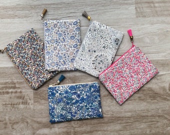 Liberty pouch, flat pencil case, fleece pencil case, small Liberty pouch, makeup bag, bag kit