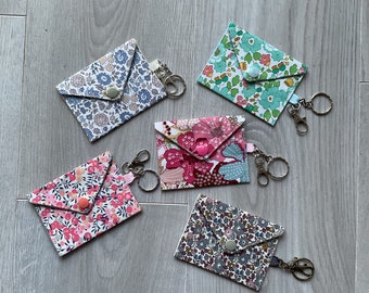 Llavero/bolsillo con estampado Liberty, tarjetero, llavero, bolsa de tela, listo para enviar