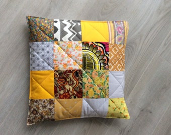 Coussin, housse de coussin, coussin patchwork, coussin matelassé