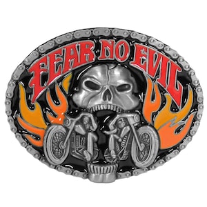 Fear No Evil Biker Belt Buckle with Presentation Box